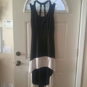 Black and white tight fit high low dress